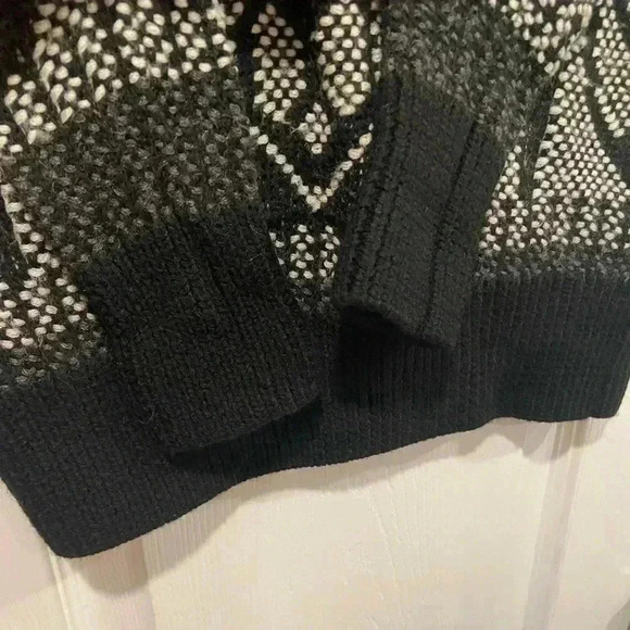 J. Crew Women Black Mixed Stitch Blanket Sweater Soft Cotton Wool Blend Size XXS - Picture 4 of 8